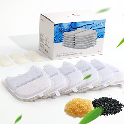 FEELNEEDY 6 Packung Katzenbrunnen Filter Schwämme Ersatz, Haustier Wasser-Brunnen-Filter für 4L Katzenbrunnen mit Bewegungsmelder (YPD-C004)