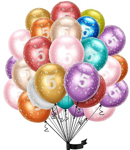 balloon Geburtstag zahlen luftballon 5 jahre | Folienballon 5. 15Pcs 32m Luftballons Mädchen Junge Geburtstagsdeko-Ballon Zahl Deko zum Geburtstag-fliegt mit Helium