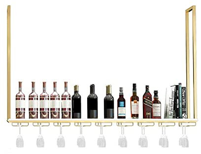 Decken-Weinregal aus Metall, industrieller hängender Dekorationsständer, Vintage-Weinflaschenregal, für Bars/Restaurants/Küchen (Color : Single Layer, Size : 80cm)