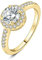 JewelryPalace Klassisch Rundschliff 1ct Zirkonia Halo Promise Ring Damen, Schmuck Set, Verlobungsring Damenring Silber 925 mit Stein für Frauen, Simulierte Diamant Jubiläum Eheringe Vergoldet 51
