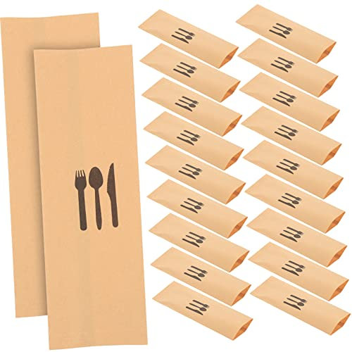 Cabilock 100st Besteckset Aus Kraftpapier Abendessen Besteckhüllen Aus Papier Besteckhülle Aus Papier Für Die Hochzeit Kekstüten Aus Papier Wegwerfbesteck Tischgesellschaft Tasche Geschirr