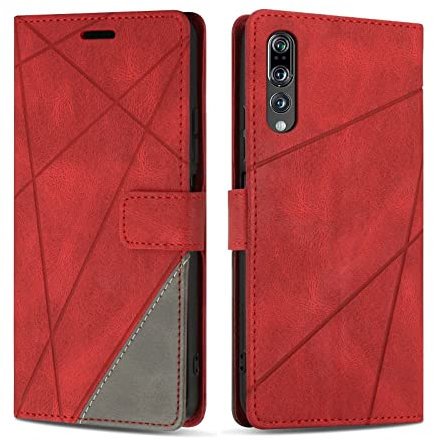 SONWO Cover per Huawei P20 PRO Custodia, Flip Caso in PU Pelle Case Cover Premium Portafoglio Custodia per Huawei P20 PRO, Supporto Stand, Slot per Schede, Rosso