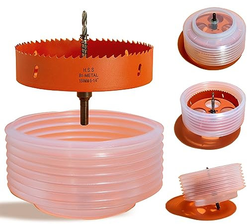 VIKITON Scie-cloche de 6,25 pouces pour éclairage encastré, coupe-trous de 6-1/4 pouces avec récupérateur de poussière pour éclairage encastré LED de 15,2 cm et cloison sèche en métal