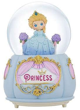 Schneekugel für Mädchen, 80 mm Prinzessinnen-Schneekugel-Spieluhr mit farbwechselnden LED-Lichtern und automatischen Schneeflocken für Tochter und Mädchen, Geburtstagsgeschenke (blau)