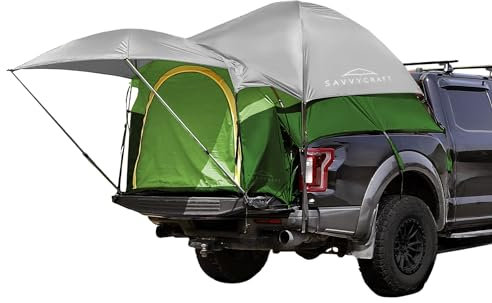 Savvycraft Pickup-LKW-Bettzelt für LKW-Bett in voller Größe, wasserdicht, P3000 mm, 2-Personen-Doppelschicht-LKW-Bett, Campingzelt, erweiterbare Markise, Regenfliege, Aufbewahrungstasche im