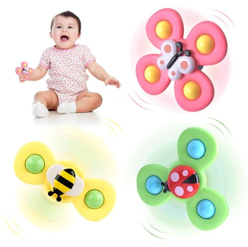 YADODO 3PCS Jouets de Bain Spinner Bebe Ventouse Jouet Ventouse Bebe Animal Hand Spinner Bebe Baby Spinner Ventouse Jouet Ventouse Chaise Haute pour Bébé Jouet Sensoriel Jeux Bain Motricité Fine