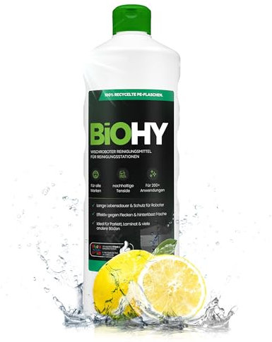 BiOHY Limpiador de robots aspiradores (1 botella de 1 litro) | Especialmente desarrollado para estaciones de limpieza | Prolonga la vida útil de la estación de succión (Wischroboter Station)