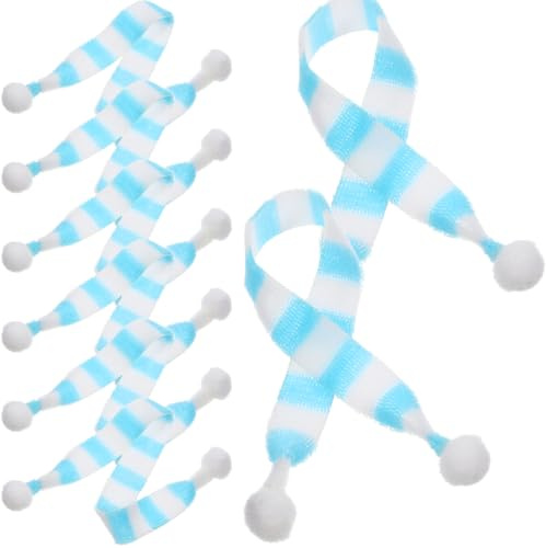TOVINANNA Mini Christmas Scarves 22cm Knitted Blue & White – Soft Knitted for DIY & Figurines – for Craft Projects Wine Bottles Snowman Decor for Dolls Peg Dolls Toy Figures