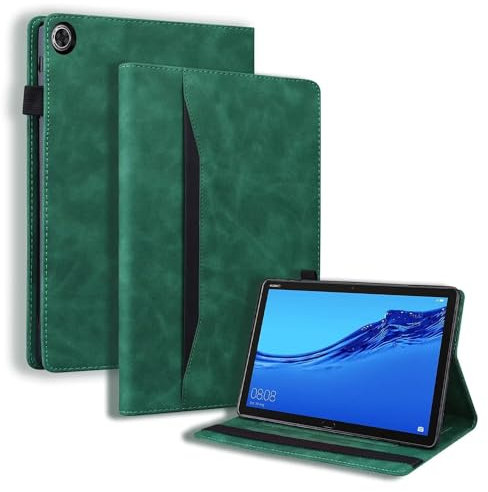 Beajew Funda para Huawei MediaPad M5 Lite 8/Honor Pad 5 8,Estuche de Tableta de con Soporte para lápiz/Función de Soporte,[Múltiples Ángulos de Visión],Funda de Prima PU Cuero-Verde