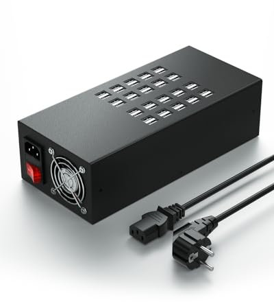 Stazione di ricarica USB,Skazeke hub di ricarica da tavolo a 40porte 300 W/60 A, uscita di protezione multipla 5V/1.5A, ricarica per dispositivi Apple, smartphone, tavoli e altri dispositivi