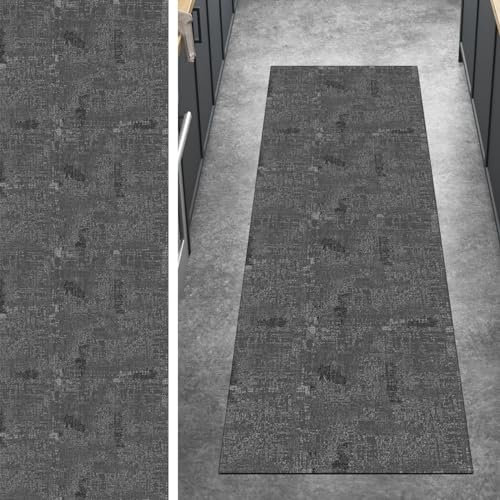 Ymural Läufer Flur rutschfest Teppich Küche 60x100CM Grau rutschfest Lang Abstrakt Meterware Kurzflor Polyester Korridor Schlafzimmer, Anpassbar