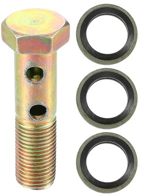 VekAuto Kit de boulons double banjo, filetage métrique M10x1.0 longueur 42mm, adaptateur universel en métal durable de couleur bronze avec rondelles pour tuyau de frein turbo pour voiture