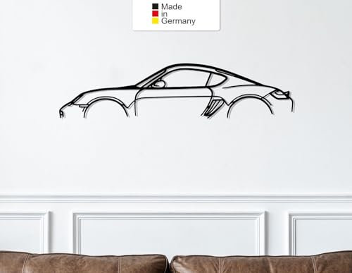 MetalGiftsWorld for Porsche Cayman 987 Classic, Metall Wandbild, Wanddeko, Auto Silhouette (Größe: 25 cm (10))