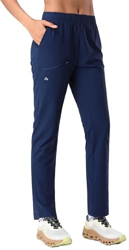 Pioneer Camp Jogginghose Damen Leicht Freizeithose Atmungsaktiv Schnelltrocknend Sporthose Trainingshose Sweathose Damen Lang mit 3 Taschen UPF50+ Navy Blau S
