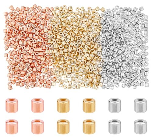 DICOSMETIC 1500 Stück 3 Farben Kunststoff CCB Abstandsperlen 4 mm Röhrenperlen Kleine Signalhornperlen Säule Lose Perlen Für DIY Schmuckherstellung Bohrung: 1.6 mm