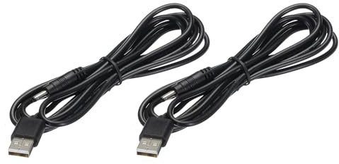 sourcing map USB to DC Power Cable 2 M USB to DC 3.5mm x 1.35mm 5v Power Cord Black for Mini Fan Camera Mobile Phone Tablet Devices 2 Pcs