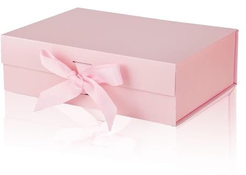 Scatola Regalo, Scatole di Regalo Magnetiche con Coperchi, Scatole Regalo con Nastro, Confezione Regalo con Fiocco, Scatola Regalo Premium Gift Box, per Compleanno, Natale, San Valentino (Rosa)