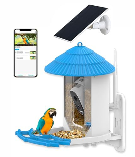 Bird Feeder With Camera Wireless Outdoor, Smart Bird Feeder With Camera Solar Powered, Automatic Video Capture & Motion Detection, 64G SD Card, Unique Gift For Family And Friends