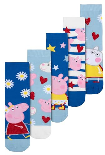 United Labels Peppa Wutz Socken für Mädchen - Kinder Sneaker Kindersocken Söckchen Blau (5er Pack) (DE/NL/SE/PL, Numerisch, 23, 26, Regular, Blau)
