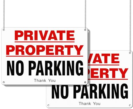 Goodvia No Parking Signs Outdoor Metal A4 size, Private Parking Signs Aluminum Reflective with Pre-drilled Holes Pack of 2
