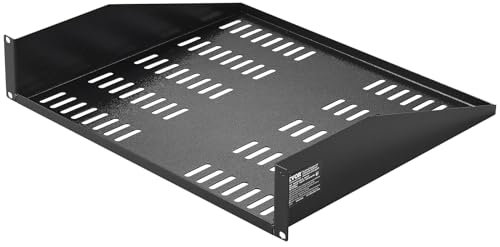 VEVOR 2U Server Rack Shelf, 16/406mm Depth, 50lbs Max Load Capacity Vented Cantilever or Wall Mount Rack Mount Shelf with Tray, Good Air Circulation for 19/482.6mm Network Cabinet or Equipment Rack