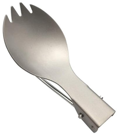 Outdoors Folding Spork,Multifunctional Outdoor Pure Titanium Tableware - Reusable Long Lasting Eco-Friendly for Hiking Camping Utensils