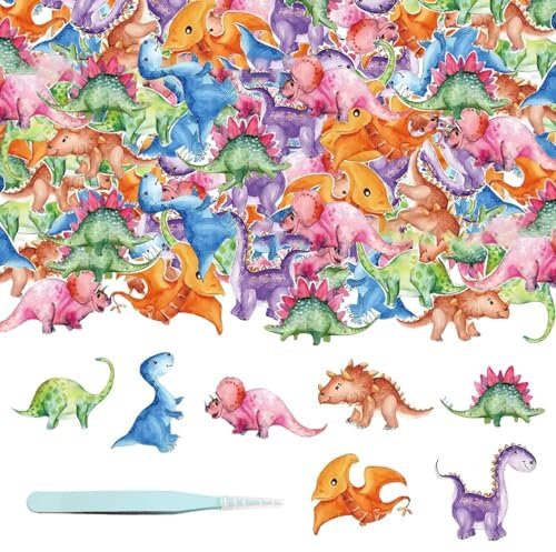 50 Pièces de Décoration de Gâteaux en Forme de Dinosaure et 1 Pince À Épiler, Déco Gâteau Créative DIY, Fournitures de Fête