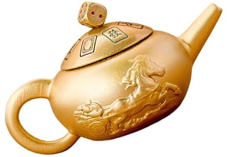 MUSISALY Petite Théière En Laiton Métier De Théière En Laiton Ornement En Décor Mini Artisanat En Mini- Décor De Miniature Ornement De Bureau Golden