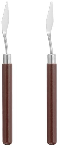 PATIKIL Art Spatula, 2 Pcs No.0 10mm Stainless Steel Flexible Palette Knife Painting Knife Painting Spatula Oil Painting Mixing Scraper with Wood Handle for Canvas Acrylic Painting, Red