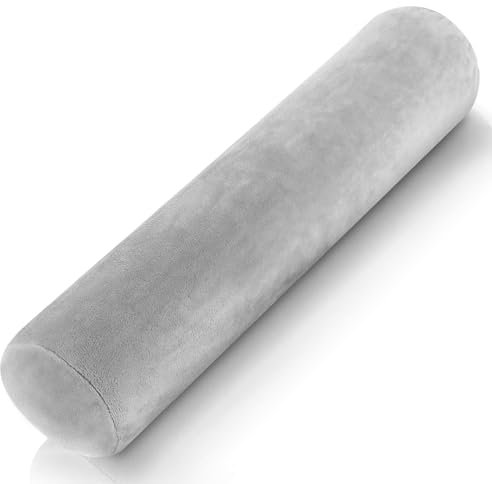 Prasacco Nackenrollenbezug, 120 x 20 cm Extra Langer Bezug für Nackenrolle Grauer Nackenkissenbezug mit Reißverschluss für Kissenrollen aus Memory-Schaum und Nackenkissenrollen (1 Stück)