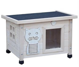 Maison pour Chat Niche avec Toit Pliable pour Exterieur et Interieur 53x45x43cm Filix Natur