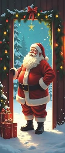 Corredocasa Copriporta Natalizio Elasticizzato con Decorazione di Babbo Natale - Perfetto per Decorare l'Ingresso a Tema Natale - Idea Regalo Originale per le Feste (Fantasia 6)