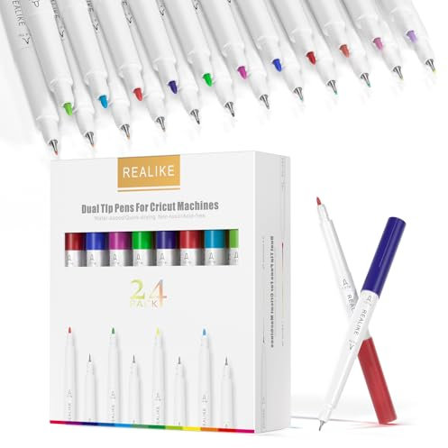 REALIKE Dual tips Colouring Markers Pen Compatible with Cricut Maker 3/4/Explore 3/Air 2/Air Medium1.0 Fine Point tip 0.4 for Drawing Writing Calligraphy