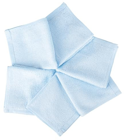 Ko&Pro 100% Bambus Tücher 6er Set 25x25 cm in blau | Mehrzweck-Reinigungstücher für Hochglanz-Küchen, Bad, Haushalt, Küche & Streifenfreie Fenster | Inklusive DIY-Rezeptesammlung