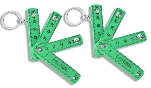2 Pack -Mini -Klapper Lineal -Schlüsselring, Abs faltbare Messlineer tragbare leichte Messstab für Taschenliegefliesen (Grün)