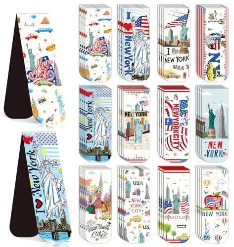 Wxiben New York Magnetische Lesezeichen, Stadt, Reise, Lesezeichen, Seitenclip, 48 Stück