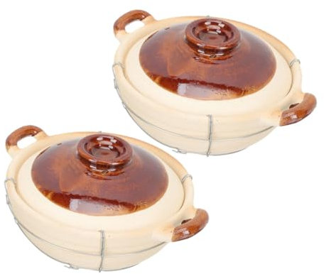 ULTECHNOVO Cazuela De Barro Con Asa Individual 0,5l Apta Para Horno Arcilla Resistente Al Calor Para Cocina Tradicional Arroz y Guisos Porciones Individuales Juego 2 Piezas