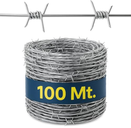 Filo Spinato Zincato da 100 metri Diametro 1,7mm. Rotolo Matassa per Recinzione, Barriera Protezione Antiarrampicata, Forte Flessibile per Balcone, Giardino, Orto. Made in Italy