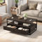 HOCSOK Couchtisch, Wohnzimmertisch mit Schubladen und Offener Ablagen, Coffee Table Holz für Wohnzimmer, Schlafzimmer, Büro, Industrie-Design, Dunkelbraun