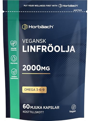 Omega 3 6 9 Vegano 2000mg | Aceite de Linaza Prensado en Frío | 60 Cápsulas Blandas | Aceite de Lino | Linoleico | Linseed Oil | Horbaach