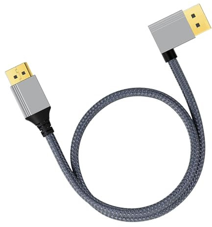 Laikoutd Cavo Video da 6K 60Hz Dritto A Destra Connettori Angolati Visualizzazione del Cavo 1.2 per Scheda Grafica per Computer Monitor HDTV Monitor Direttamente All'angolo A Destra