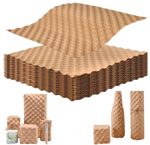 Elyyapt 80 Sheets Paper Bubble Wrap 29x30cm Eco Cushioning Wrap Alternative to Plastic Bubble Wraps Filler for Moving Boxes, Packing Supplies for Storing Delicate Items Moving Shipping Storing