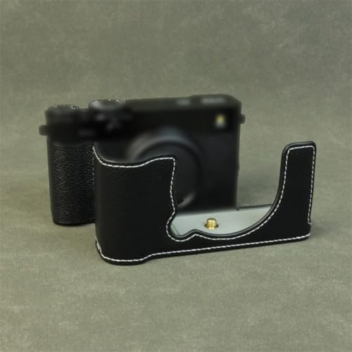 Mezza custodia in pelle PU, custodia protettiva per fotocamera Fujifilm X-E5 stile retrò, custodia protettiva con fondo apribile e design impugnatura (nero)