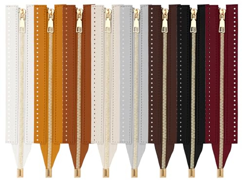 Sixfolo 8 Pezzi Cerniera in Pelle per Borse Uncinetto 8 Colori Cerniera Lampo in Pelle PU con Fori Cerniere per Borse Fai da te da 24 cm per Borse di Stoffa, Borse Uncinetto da Cucito
