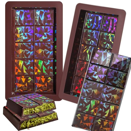 Kamehame Holografische Schokoladenform Silikon 2 Stück Tiefe Schokoladenform Schokolade Silikonform Schokoladentafel Form Chocolate Mold