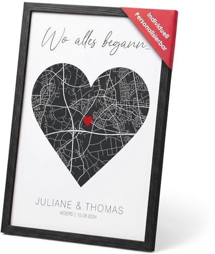 GRAVURZEILE Personalisiertes Poster - Wo alles begann A3 - Personalisiert mit Name & Datum - Geschenk für Paare zu Valentinstag, Hochzeit & Jubiläum - Geschenke für Sie & Ihn