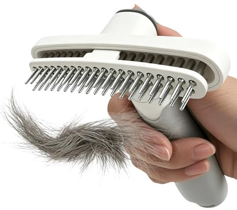 Undercoat Rake for Dogs Rostfritt Stål Ergonomisk | Katts underullborste Långhårig för Valp Kattunge Resor Lägenhet