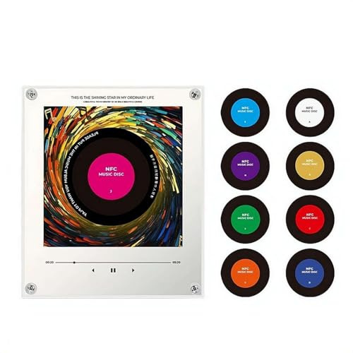 Imanes magnéticos para nevera NFC con inducción, adhesivos cantores, tocadiscos de vinilo giratorio, Smart Jukebox con luz LED, paquete de 9 adhesivos de sonido de audio programables para nevera