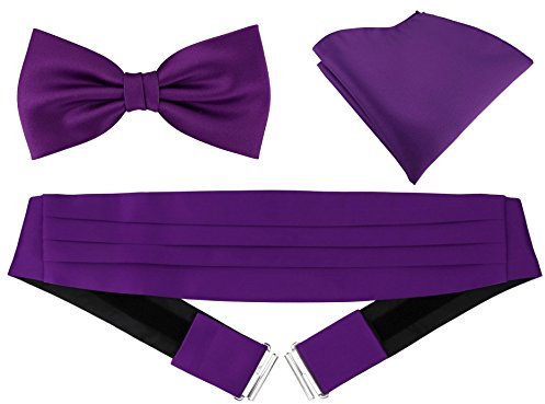 TigerTie Kummerbund Einstecktuch Satin Fliege in lila - Schärpe Leibbinde