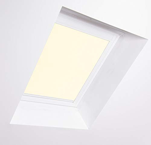 Bloc Skylight Blind 2 (55/98) for Fakro Roof Windows, Cream Blackout - White Aluminium Frame